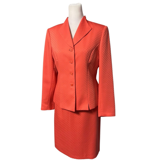 Le Suit Jackets & Blazers - Le Suit Coral 2 Piece Blazer Jacket & Skirt Suit Set Size 4 Petite